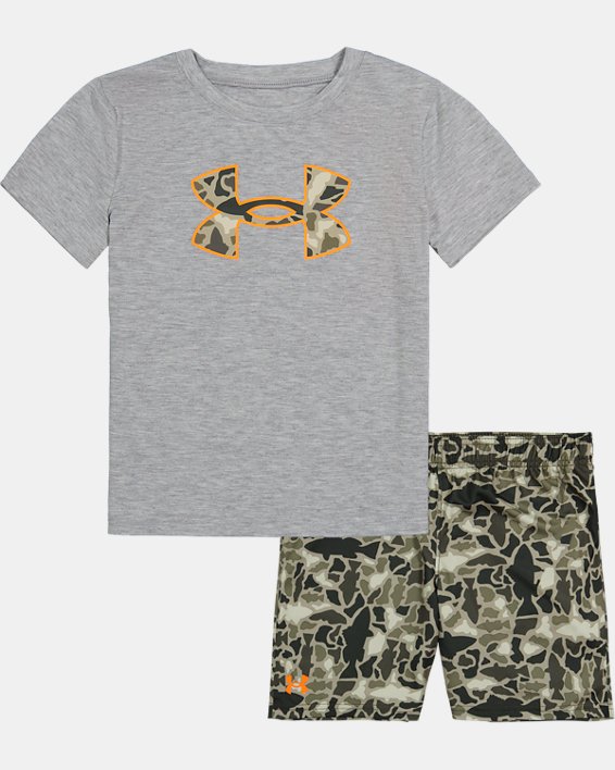 Boys' Infant UA Fish Camo Short Sleeve & Shorts Set, Gray, pdpMainDesktop image number 0